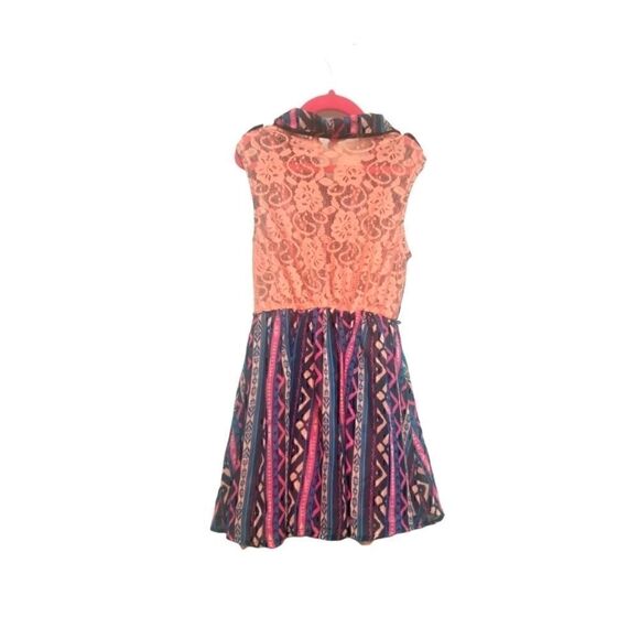 GIRLS DRESS K Nit Works Multi Pattern Dress Size 7 - Picture 2 of 4